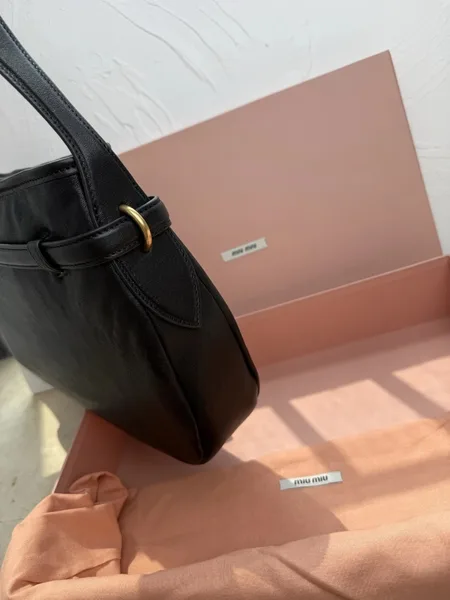 Miu Miu Aventure Medium Shoulder Bag in Black Nappa Leather product view 4