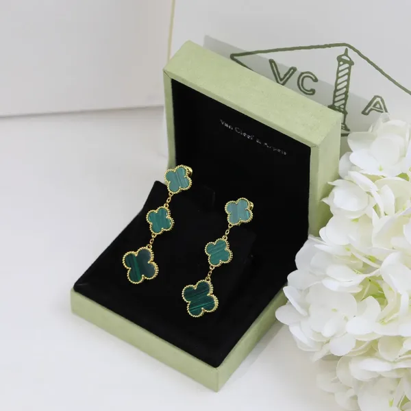 Van Cleef & Arpels Alhambra Green Three-Motif Gold-Tone Drop Earrings product view 5