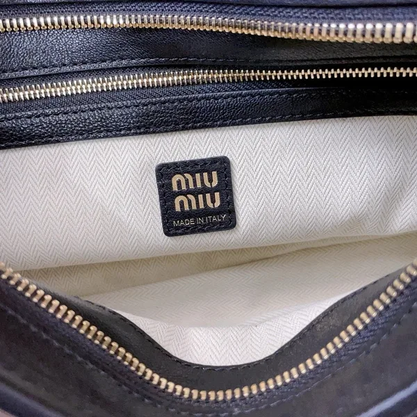 Miu Miu Aventure Small Shoulder Bag in Black Nappa Leather product view 9