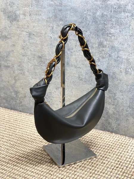 Saint Laurent Amalia Mini Hobo Bag — Dark Grey product view 2