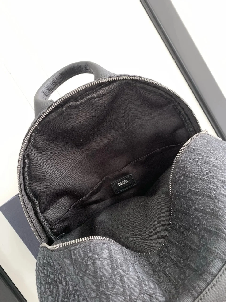 Dior 8 Backpack in Black Dior Oblique Jacquard product view 3