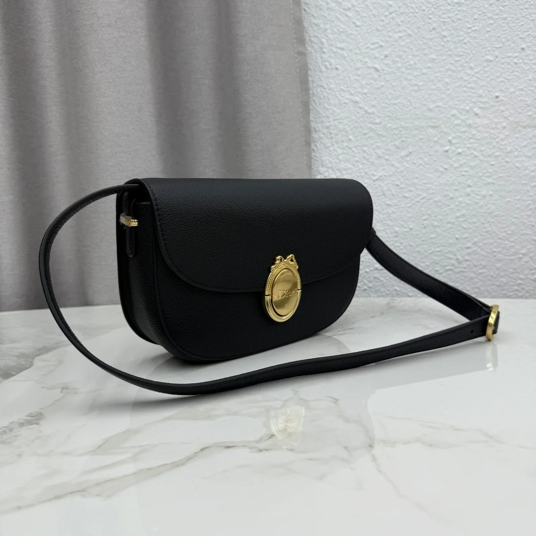 Medium Dior Médaillon Flap Bag — Black product view 2