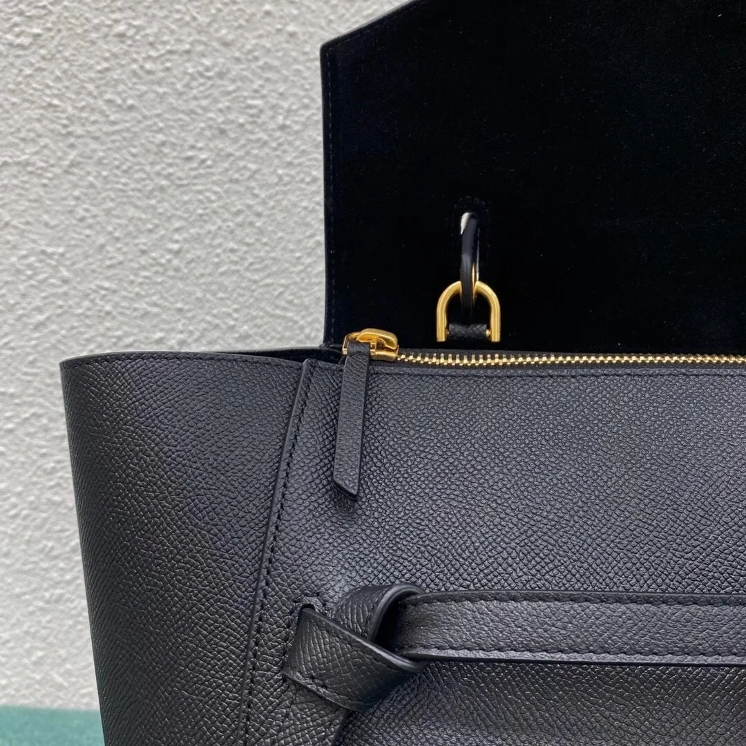 Celine Belt Mini Bag In Black Grained Calfskin product view 2