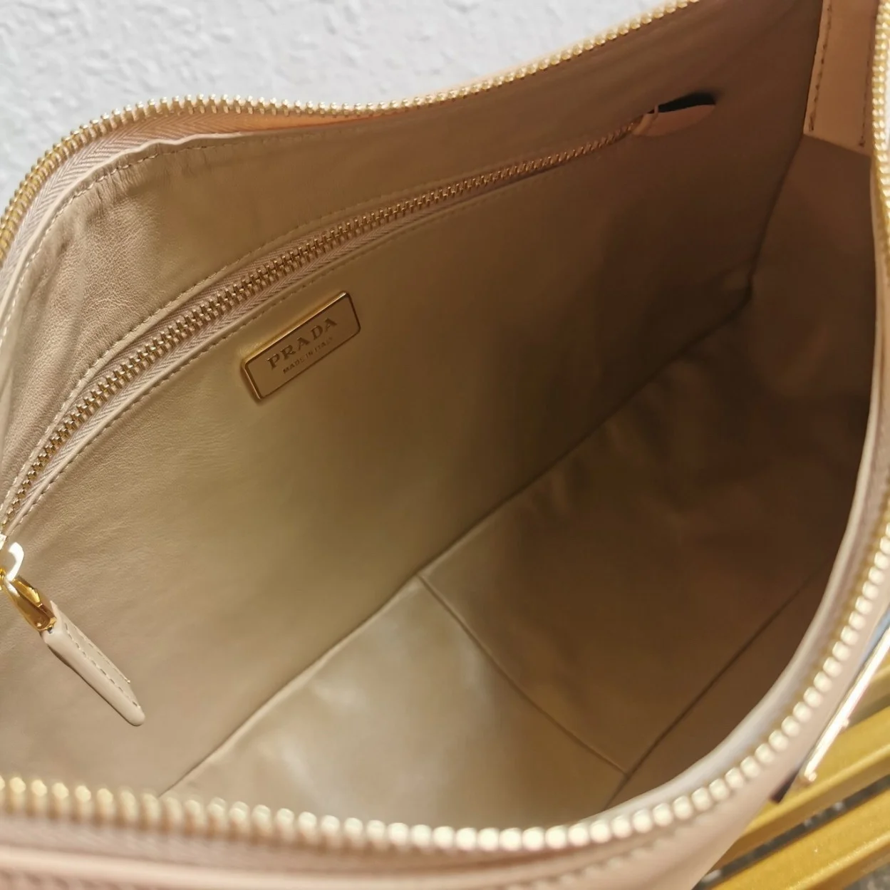 Prada Aimee Large Shoulder Bag in Travertine Leather product view 3