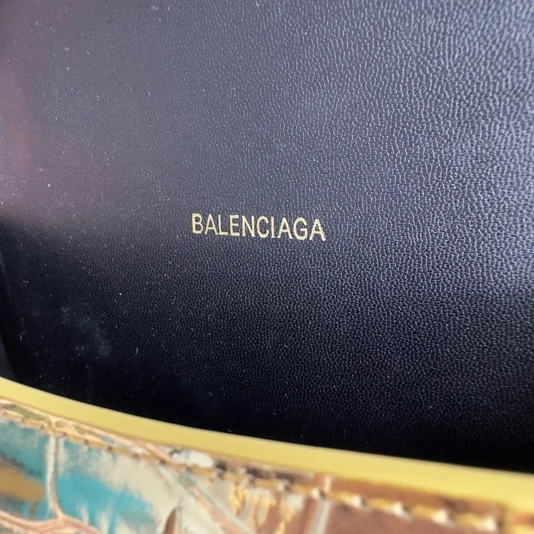 Balenciaga Hourglass XS Bag in Gold Croc-Embossed Calfskin product view 10