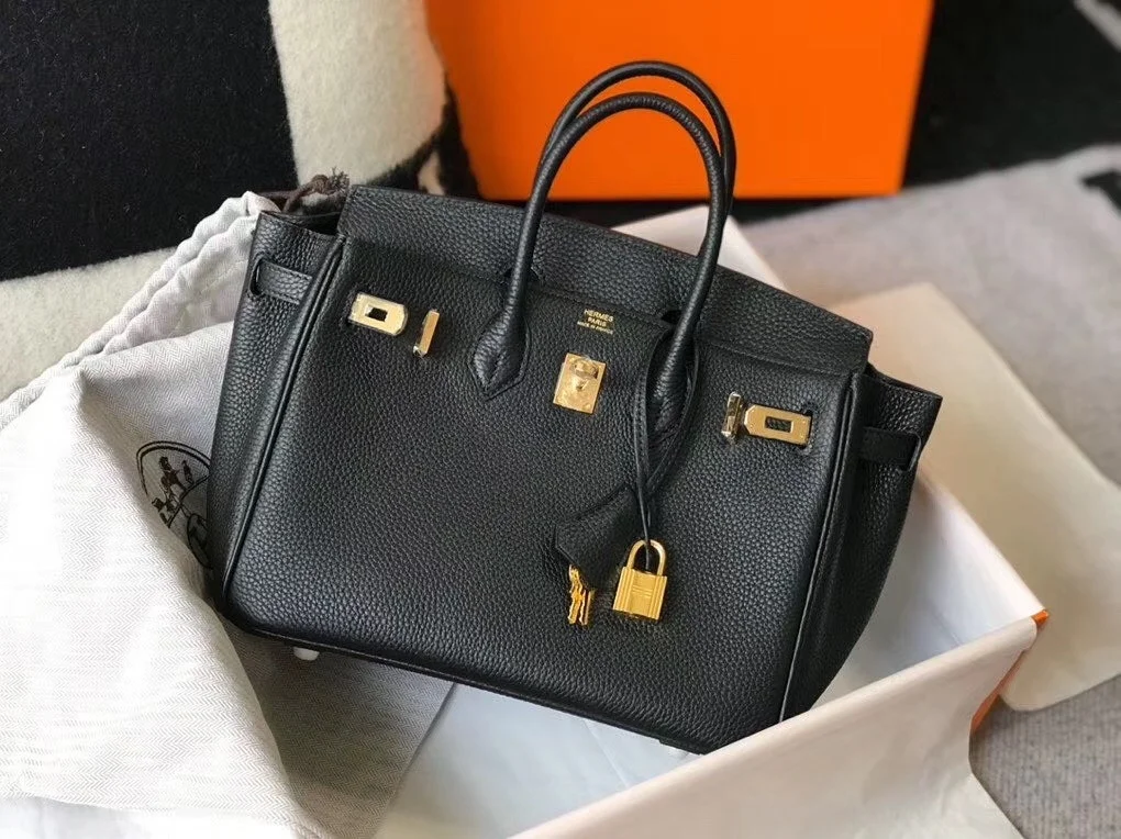 Hermes Birkin 25 Bag In Black Clemence Leather with GHW product view 4
