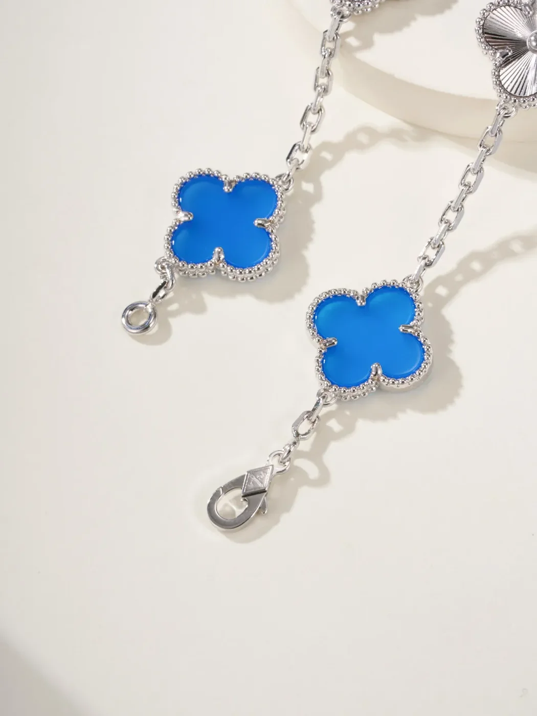 Van Cleef & Arpels Alhambra Blue Clover and Silver-Tone Knot Bracelet product view 4