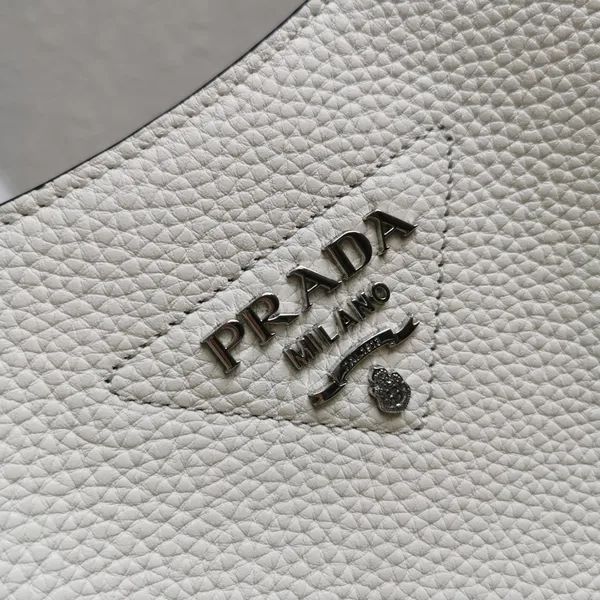Prada Hobo Bag in White Grained Leather product view 10