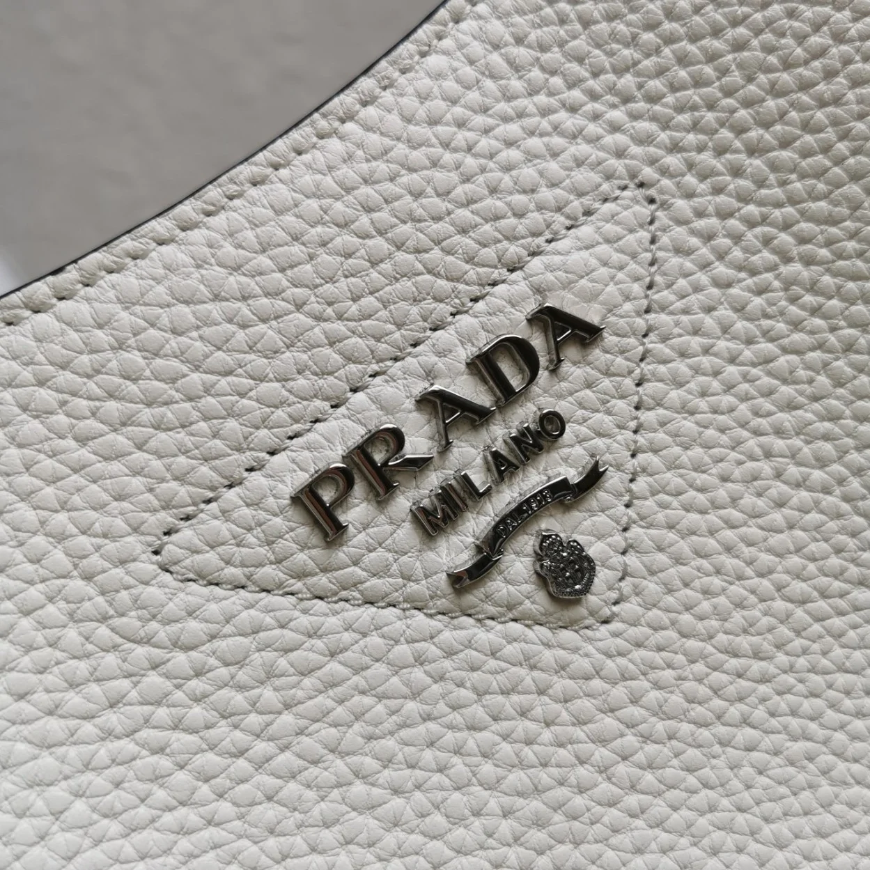 Prada Hobo Bag in White Grained Leather product view 10