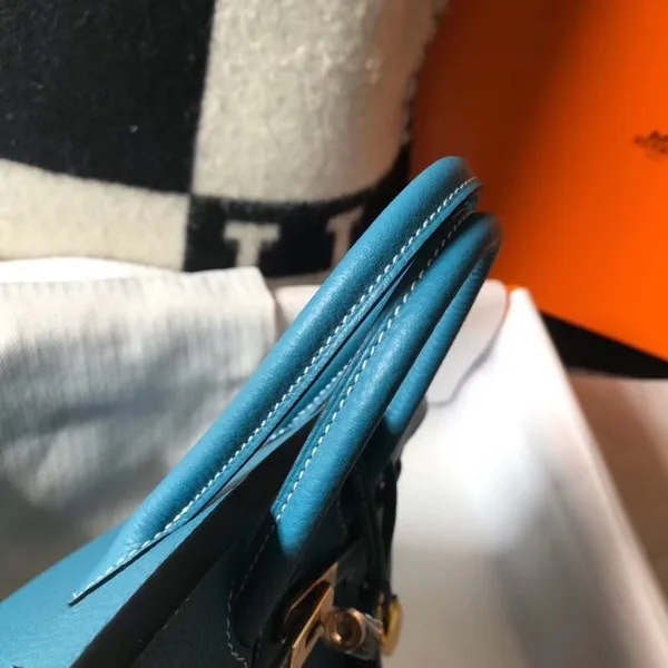 Hermes Birkin 25 Bag In Blue Jean Clemence Leather with GHW product view 3