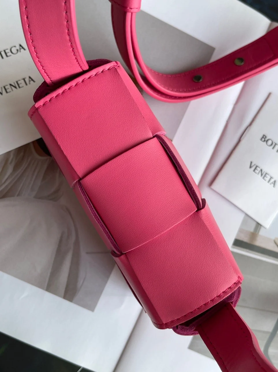 Bottega Veneta Candy Cassette Bag In Cranberry Lambskin product view 4