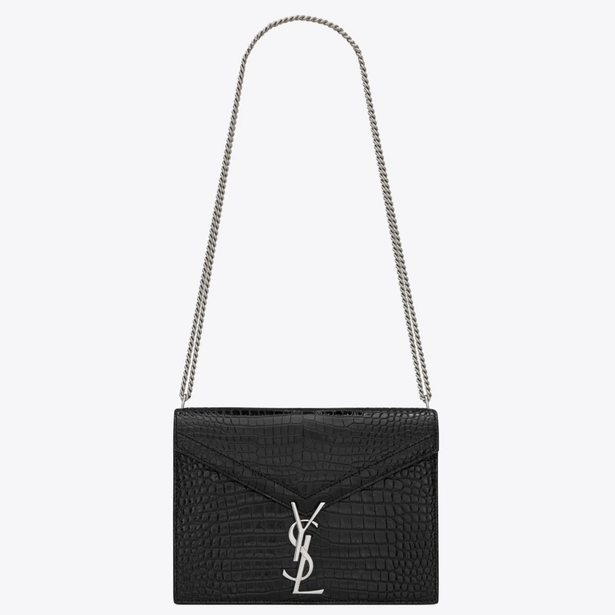 Saint Laurent Cassandra Medium Bag In Black Croc-Embossed Leather product view 1