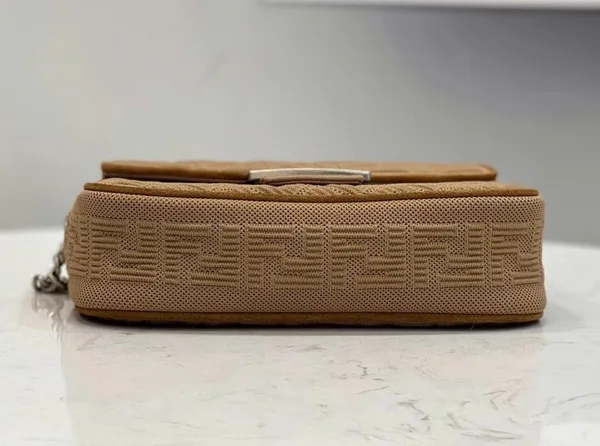 Fendi Baguette Chain Midi Bag In Beige FF Fabric product view 3