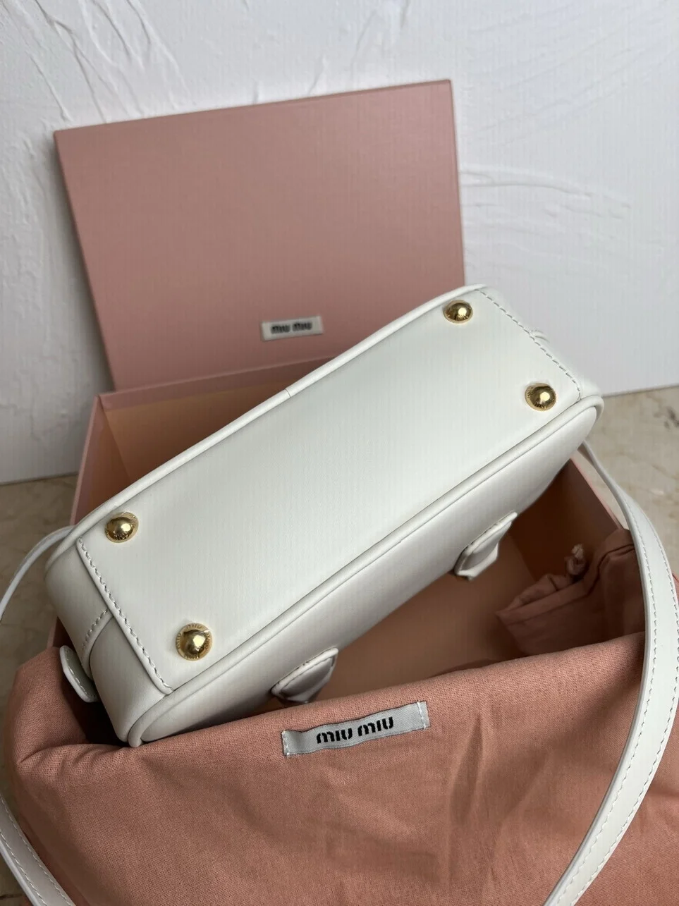 Miu Miu Arcadie Medium Bag in White Leather product view 8
