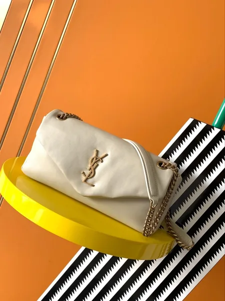 Saint Laurent Calypso Shoulder Bag In White Lambskin product view 2