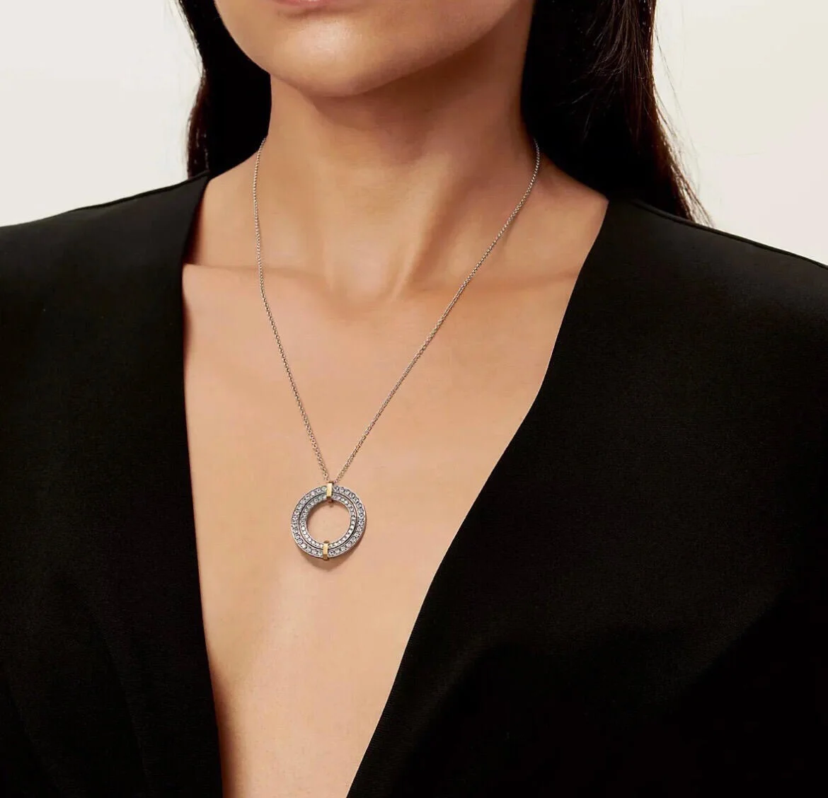 Tiffany & Co. Two-Tone Round Pavé-Effect Pendant Necklace Two-Tone product view 5