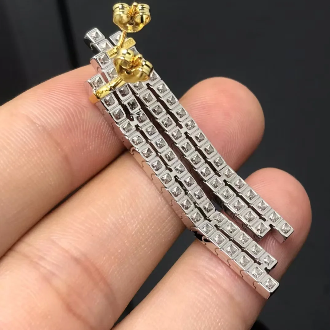 Tiffany & Co. Edge Long Pavé-Effect Drop Earrings Two-Tone product view 4