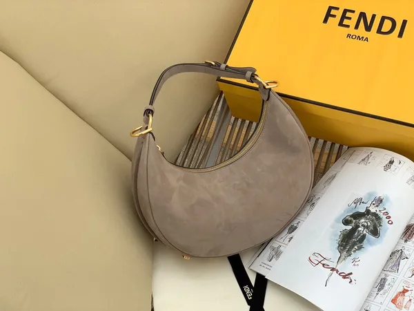 Fendi Fendigraphy Small Hobo Bag In Beige Suede Leather product view 9