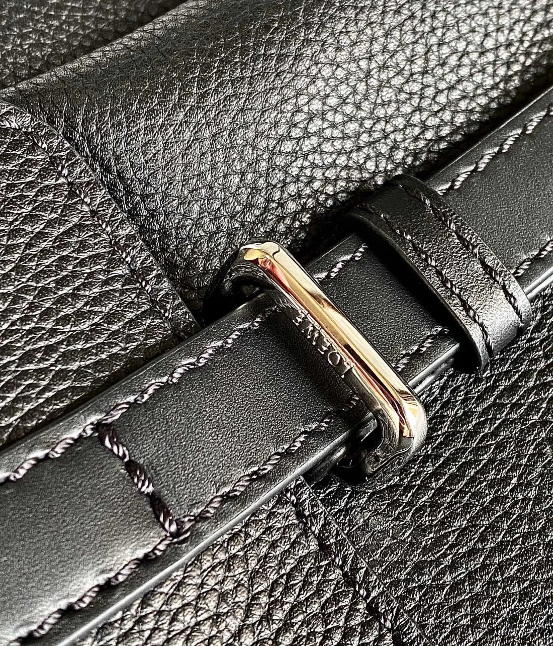 Loewe Military Backpack in Black Grained Leather product view 9