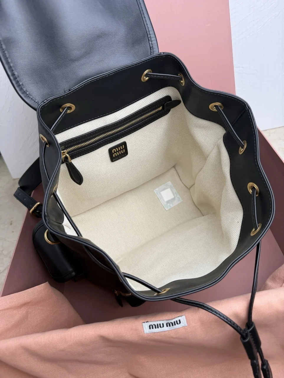 Miu Miu Large Backpack in Black Calfskin product view 9