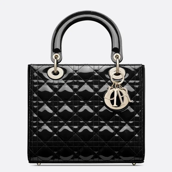 Dior Lady Dior Medium Bag In Black Patent Leather product photo