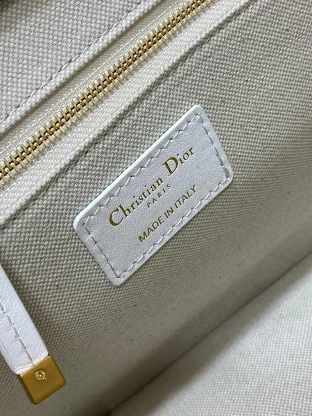 Dior Dioramour Small Book Tote Bag with Strap in Je Vous Adore Embroidery and White Calfskin product view 8