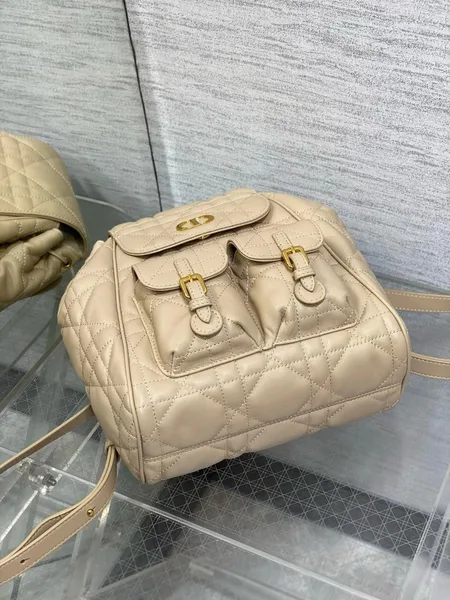 Dior Caro Medium Backpack in Beige Macrocannage Lambskin product view 8