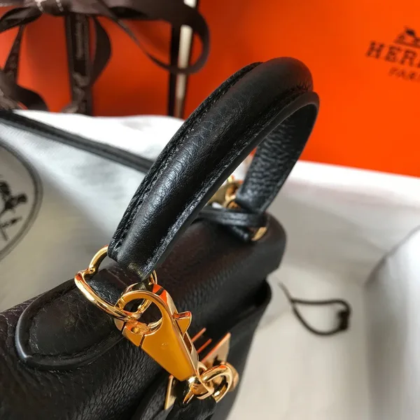 Hermes Kelly 20cm Bag In Black Clemence Leather GHW product view 2