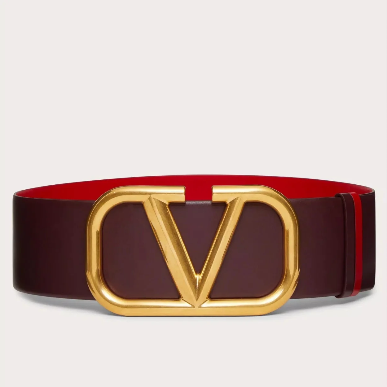 Valentino VLogo Reversible Belt 70mm in Burgundy and Red Calfskin product view 1