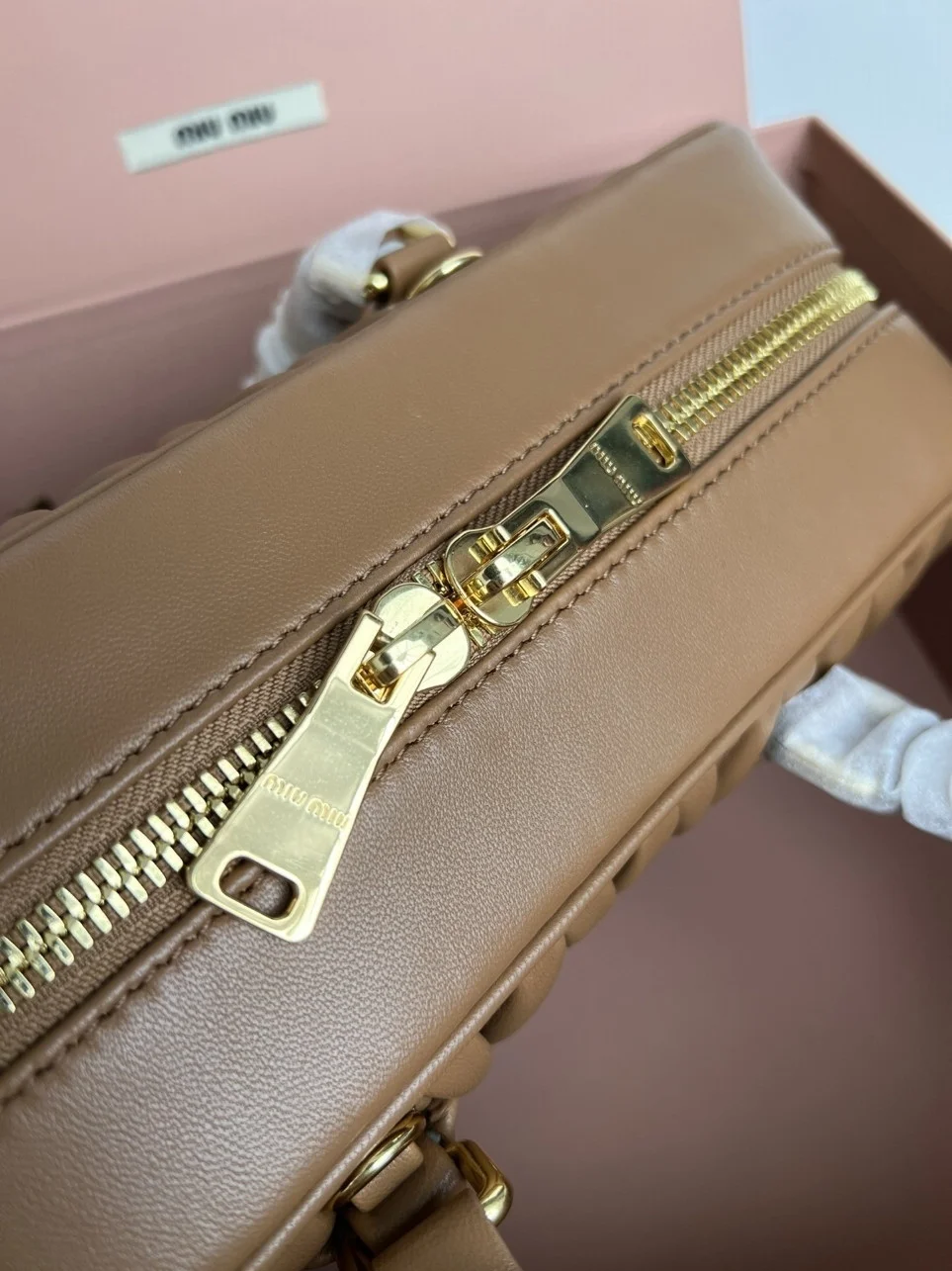 Miu Miu Arcadie Large Bag in Caramel Matelasse Leather product view 8