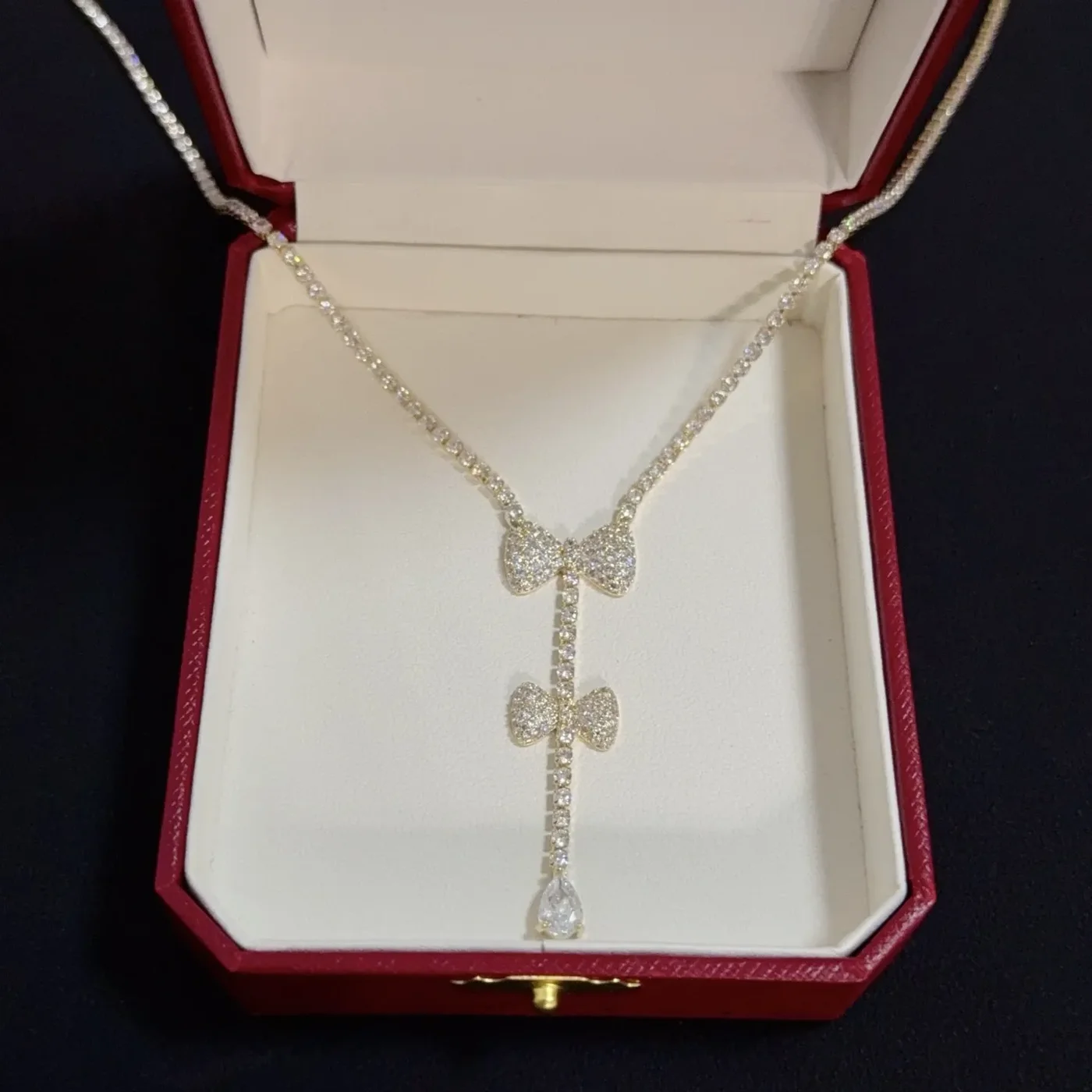 Cartier Gold-Tone Bow and Teardrop Pendant Necklace product view 2