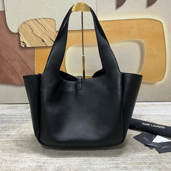 Saint Laurent Bea Tote Bag in Black Grained Leather product view 2
