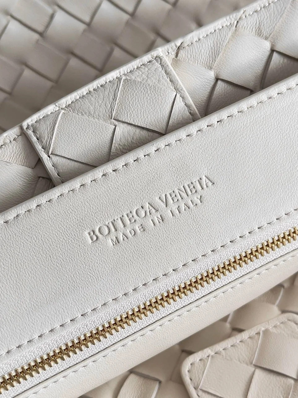 Bottega Veneta Andiamo Large Bag in White Intrecciato Lambskin product view 7