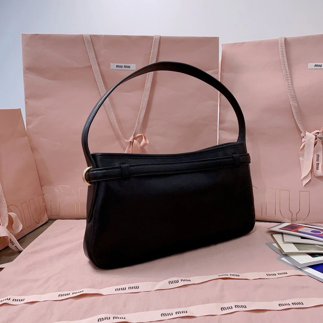 Miu Miu Aventure Small Shoulder Bag in Black Nappa Leather product view 3
