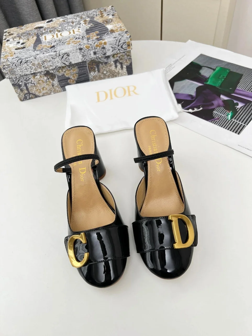 Dior C’est Slingback Pumps 80MM in Black Patent Calfskin product view 4