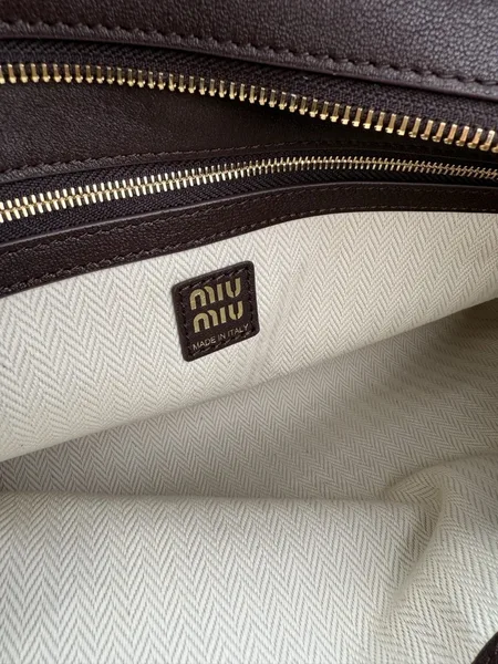 Miu Miu Aventure Medium Shoulder Bag in Briarwood Nappa Leather product view 5