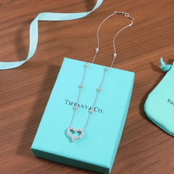 Tiffany & Co. Pavé-Effect Open Heart Necklace Silver-Tone product view 2