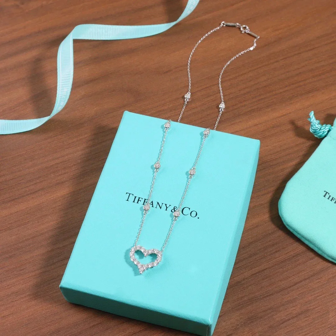 Tiffany & Co. Pavé-Effect Open Heart Necklace Silver-Tone product view 2