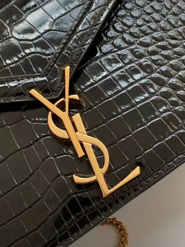 Saint Laurent Cassandra Medium Bag In Black Croc-Embossed Leather product view 5