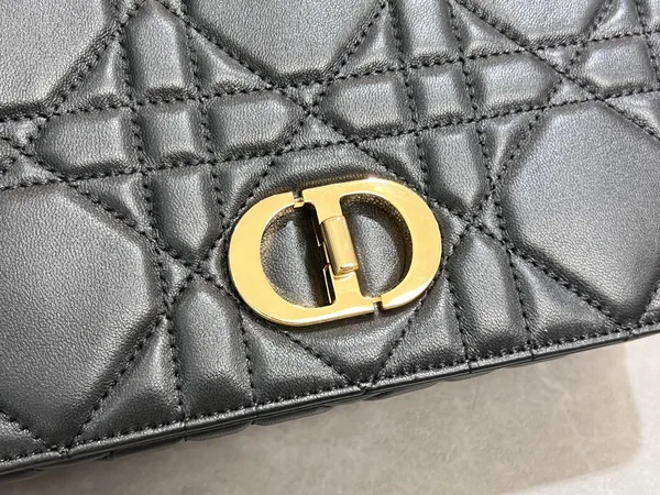 Medium Soft Dior Caro Bag — Black with Gold-Tone Hardware product view 5