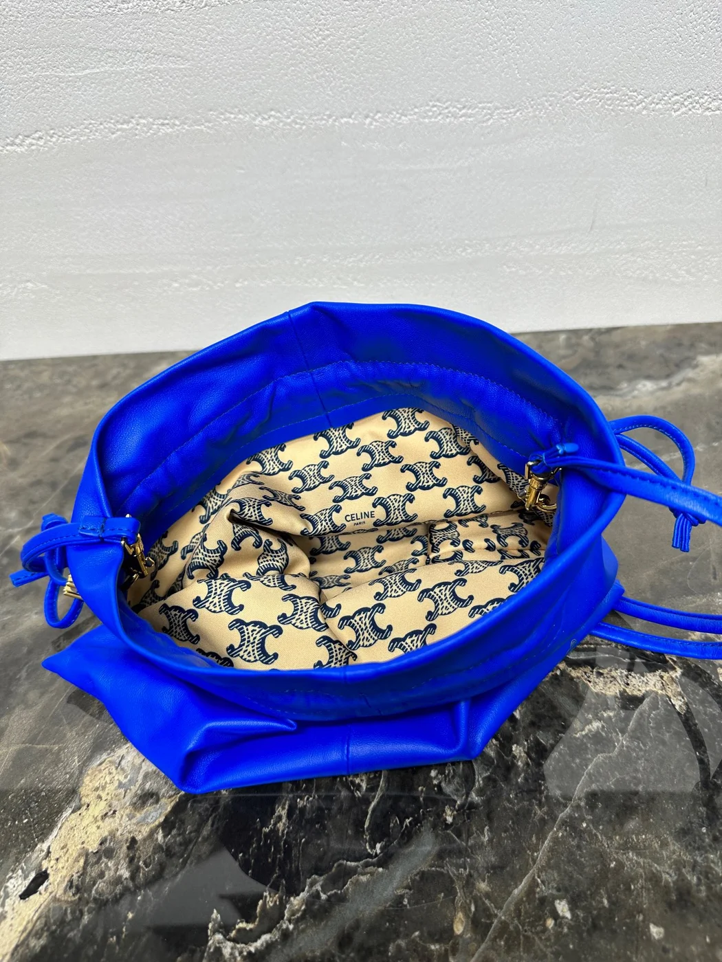 Celine Small Crystal Pouch In Lambskin — Blue product view 6