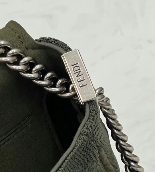 Fendi Baguette Chain Midi Bag In Green FF Fabric product view 6