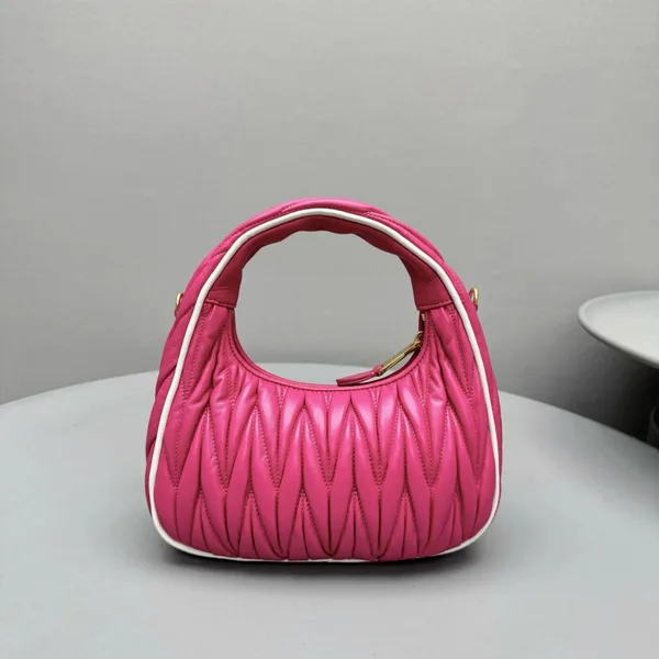 Miu Miu Wander Hobo Bag in Fuchsia Matelasse Nappa Leather product view 7