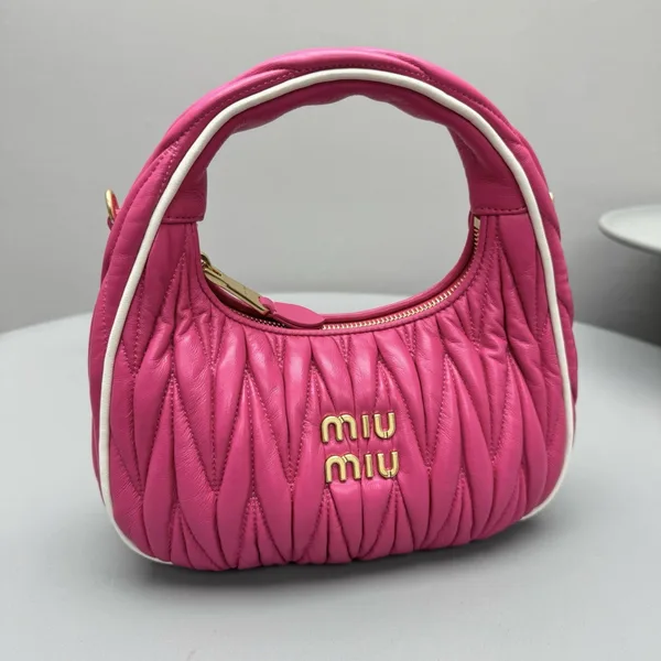 Miu Miu Wander Hobo Bag in Fuchsia Matelasse Nappa Leather product view 2