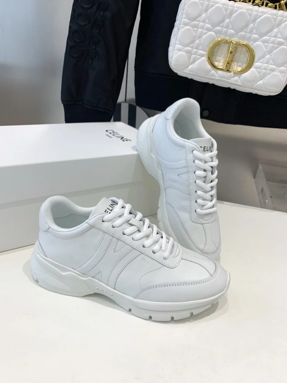 Celine Women’s Runner CR-01 Low-top Sneakers in White Leather product view 5