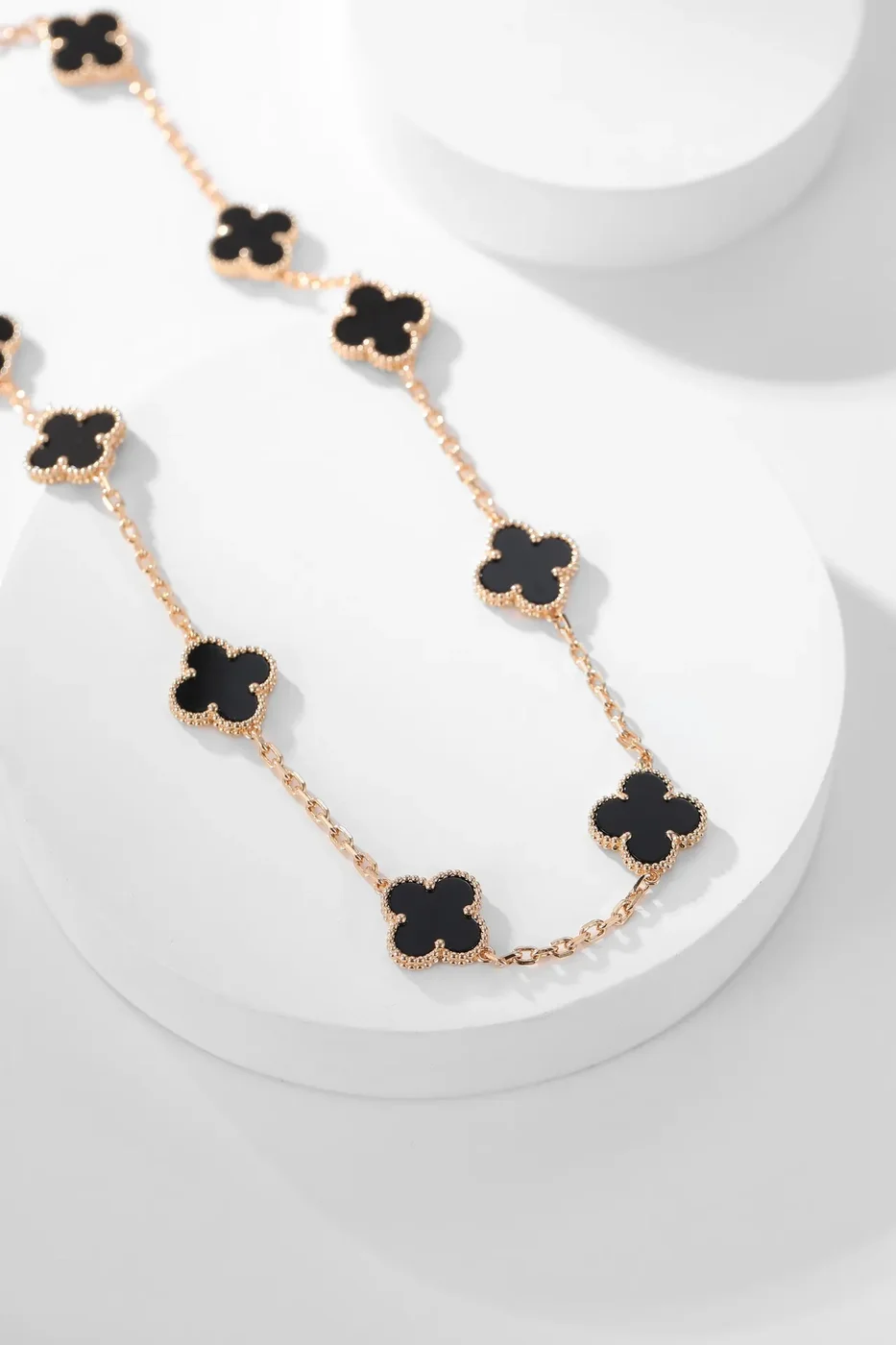 Van Cleef & Arpels Alhambra Black Ten-Motif Gold-Tone Necklace product view 3