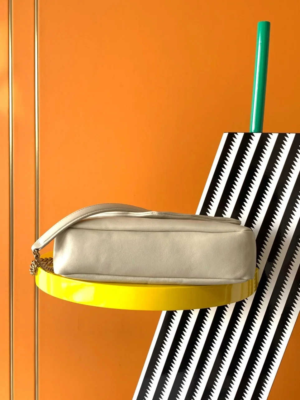 Saint Laurent Calypso Shoulder Bag In White Lambskin product view 6