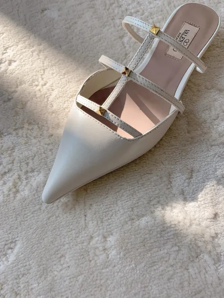 Valentino Rockstud Wispy Mules in White Leather product view 7