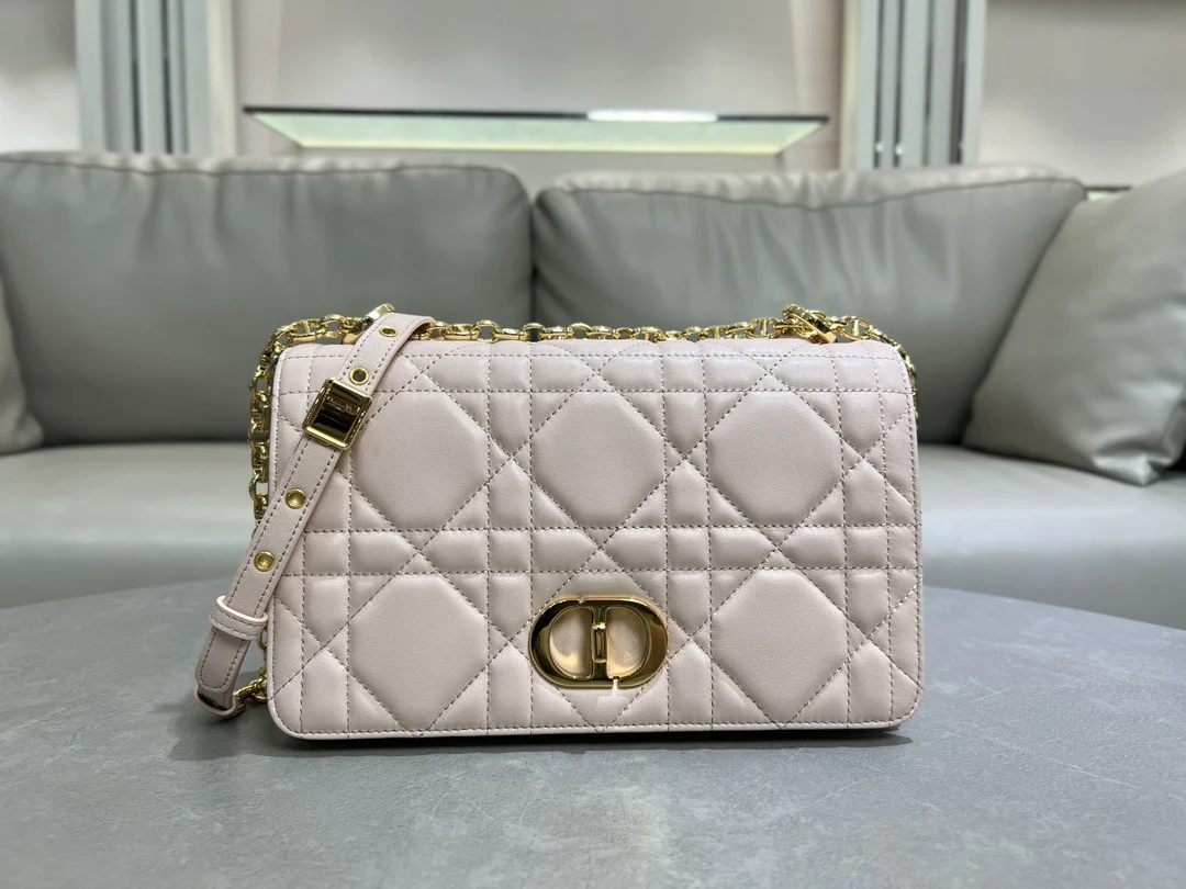 Medium Soft Dior Caro Bag — Beige with Gold-Tone Hardware product view 1