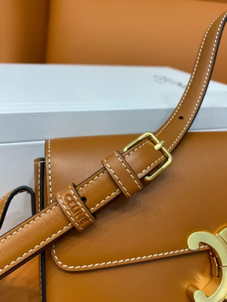 Celine Claude Shoulder Bag in Brown Calfskin product view 9